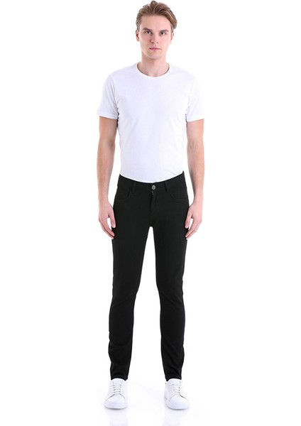 Siyah Slim Fit Desenli Pamuklu 5 Cep Kanvas Pantolon fırsatları