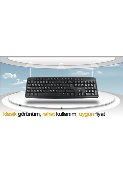 KM-3055 USB Standart Klavye Kablolu Siyah Renkli Ev Ofis Kullanımı İçin Tasarlandı indirimleri