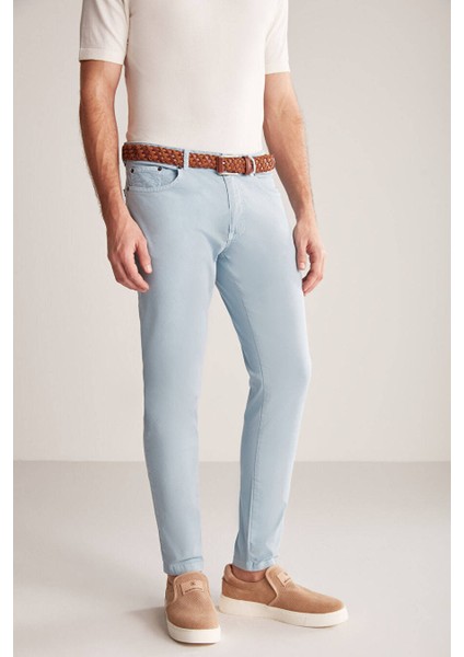 Slim Fit 5 Cep Gök Mavisi Chino Pantolon