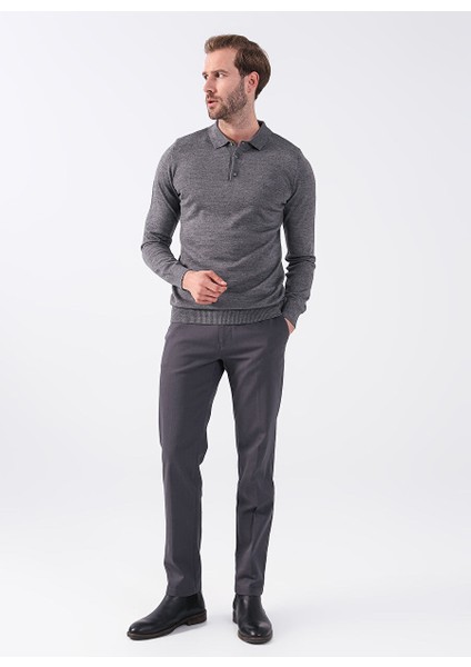 Normal Bel Düz Paça Slim Fit Koyu Gri Erkek Pantolon 1084005