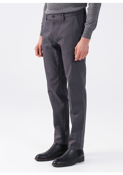 Normal Bel Düz Paça Slim Fit Koyu Gri Erkek Pantolon 1084005