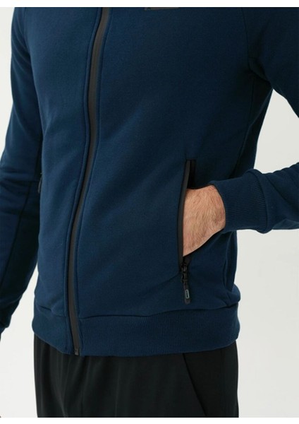 Erkek Lacivert Tam Fermuarlı Sweatshirt 2419002