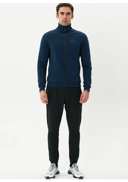 Erkek Lacivert Tam Fermuarlı Sweatshirt 2419002