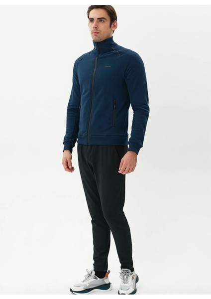 Erkek Lacivert Tam Fermuarlı Sweatshirt 2419002