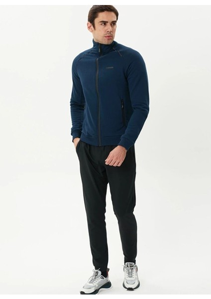 Erkek Lacivert Tam Fermuarlı Sweatshirt 2419002