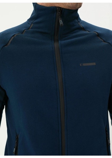 Erkek Lacivert Tam Fermuarlı Sweatshirt 2419002