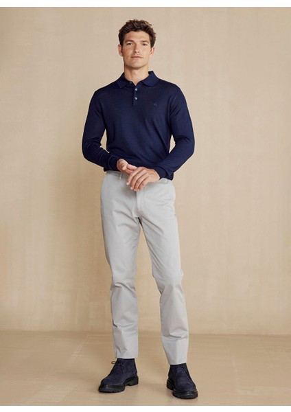 Gri Melanj Erkek Regular Fit Pantolon Uzun Dilli Parça Boya Chino Pantolo