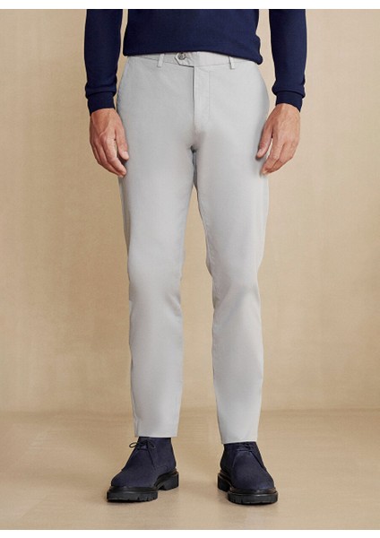 Gri Melanj Erkek Regular Fit Pantolon Uzun Dilli Parça Boya Chino Pantolo modelleri