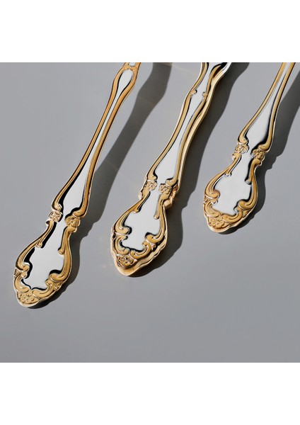 Adriana Altın Sade 6 Kişilik 36 Parça Kutulu Çatal Kaşık Bıçak Takımı modelleri