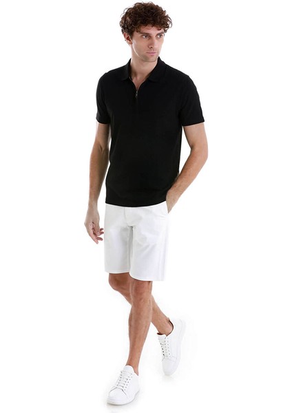 Siyah Regular Fit Jakarlı Polo Yaka Fermuarlı Tişört fiyatları