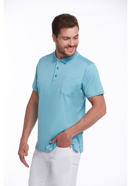Turkuaz Regular Fit Düz 100% Pamuk Polo Yaka Tişört modelleri