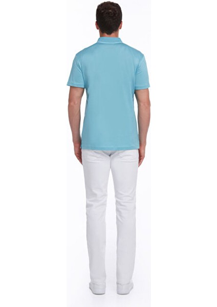 Turkuaz Regular Fit Düz 100% Pamuk Polo Yaka Tişört