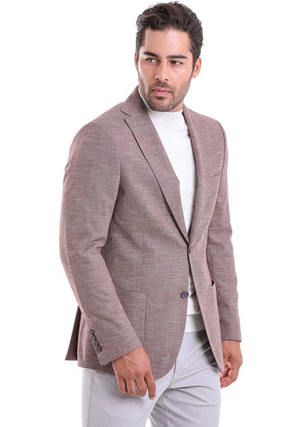 Bordo Slim Fit Desenli Mono Yaka Casual Keten Ceket fırsatları