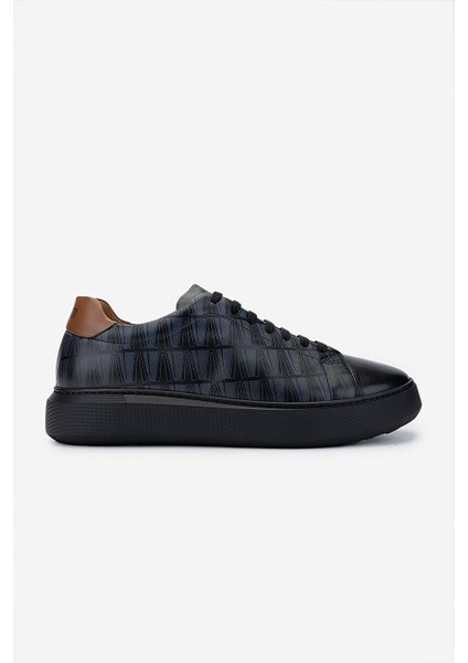 Erkek Hakiki Deri Siyah Deri Sneakers & Spor Ayakkabı