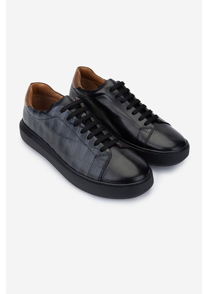 Erkek Hakiki Deri Siyah Deri Sneakers & Spor Ayakkabı