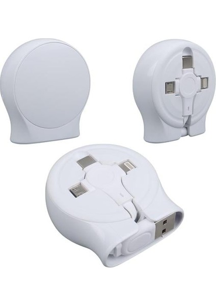 Fırsat Byr PM-27143 1 Metre Makaralı 3ın1 Şarj Kablosu (Lightning - Type-C - Micro Usb) Yeni