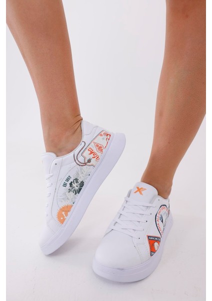 3D Dijital Baskı Kadın Alex McQueen Beyaz - Aloha Desenli Sneaker indirimleri