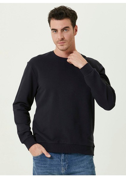 Bisiklet Yaka Lacivert Erkek Sweatshırt 1085997