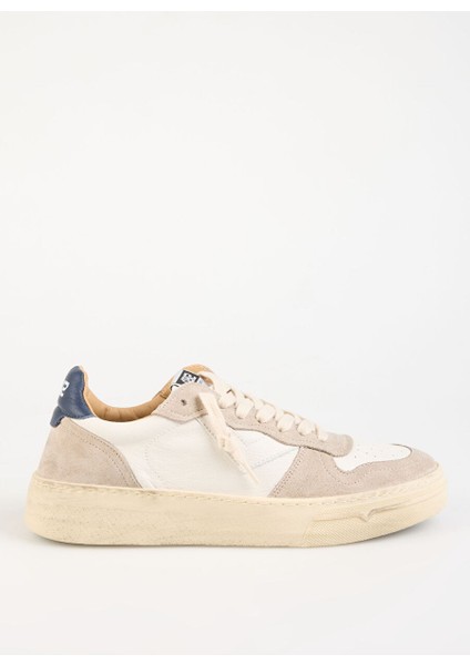 Beyaz-Bej Erkek Deri - Kumaş Sneaker Hyper