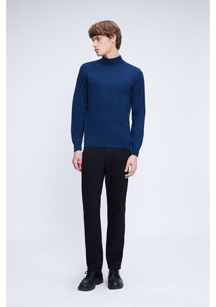 Indigo Regular Fit Yarım Balıkçı Yaka Yünlü Triko Kazak