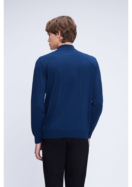 Indigo Regular Fit Yarım Balıkçı Yaka Yünlü Triko Kazak