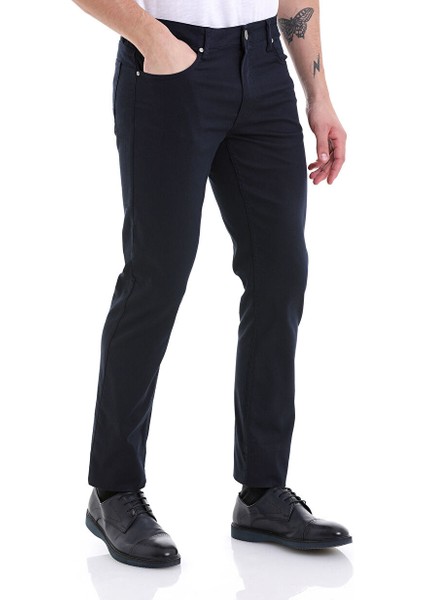 Lacivert Dinamik Fit Düz 5 Cep Basic Kanvas Pantolon