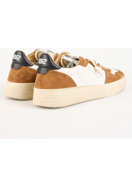 Beyaz-Kahverengi Erkek Deri-Kumaş Sneaker Hyper fırsatları