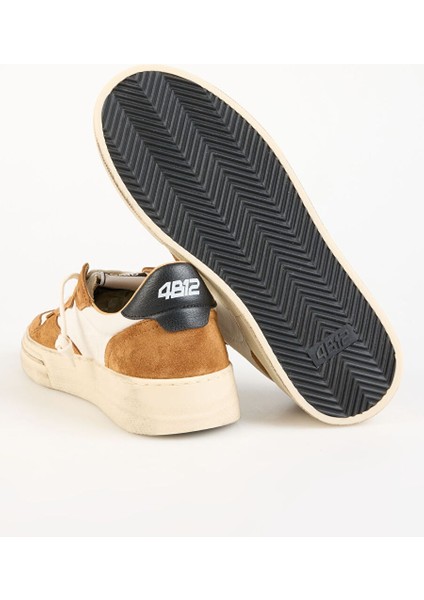 Beyaz-Kahverengi Erkek Deri-Kumaş Sneaker Hyper indirimleri