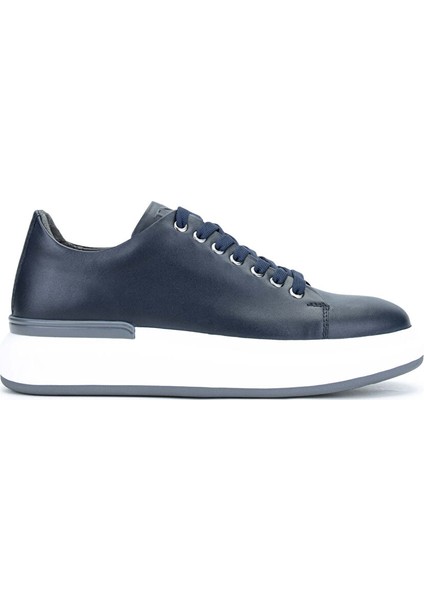 Erkek Hakiki Deri Lacivert Sneakers & Spor Ayakkabı
