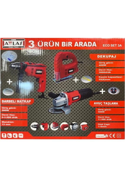 Eco Set 3A Matkap & Taşlama & Dekupaj 120V