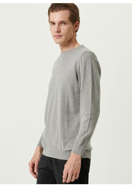 Bisiklet Yaka Slim Fit Gri Melanj Erkek Kazak 1087808