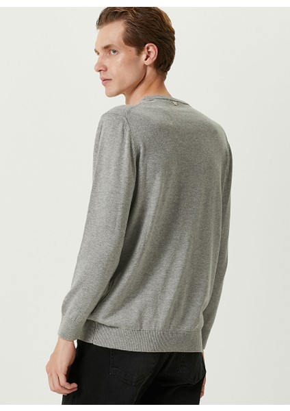 Bisiklet Yaka Slim Fit Gri Melanj Erkek Kazak 1087808