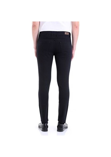Lacivert Slim Fit Desenli Pamuklu 5 Cep Kanvas Pantolon