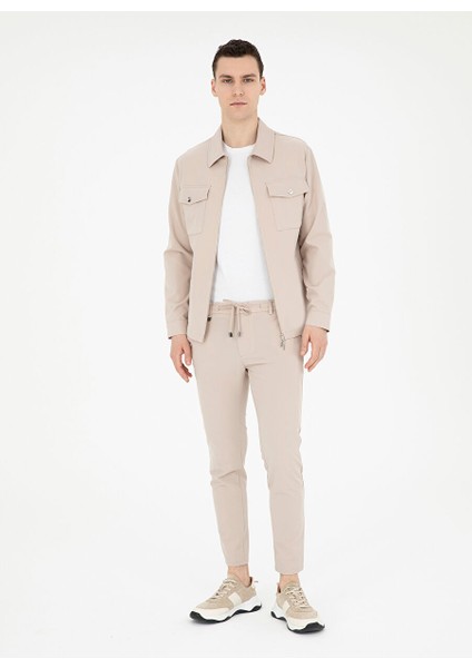 Normal Bel Normal Paça Slim Fit Bej Erkek Pantolon E19400/PB