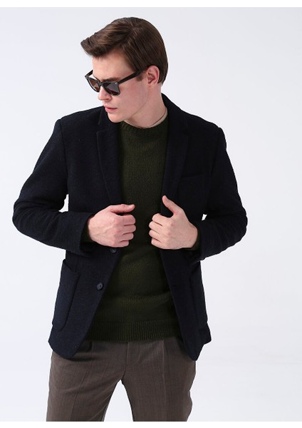 Slim Fit Lacivert Erkek Düz Ceket Zeos