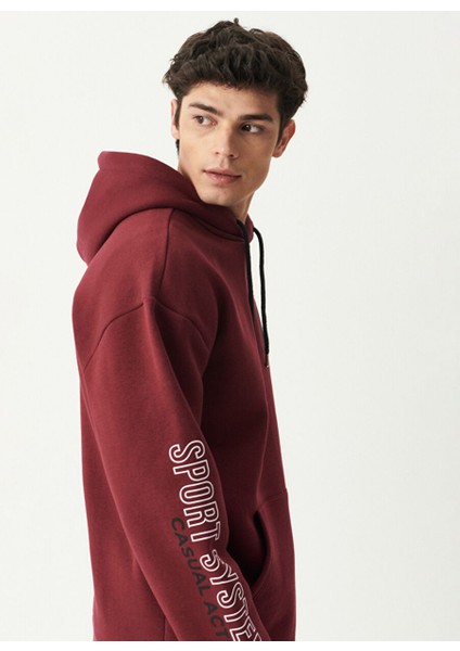 Kapüşonlu Loose Fit Kırmızı Erkek Sweatshirt L222673-222 fiyatları