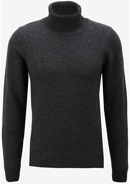 Klasik Yaka Normal Düz Siyah Erkek Kazak K2112QW_HENRY Lambswool