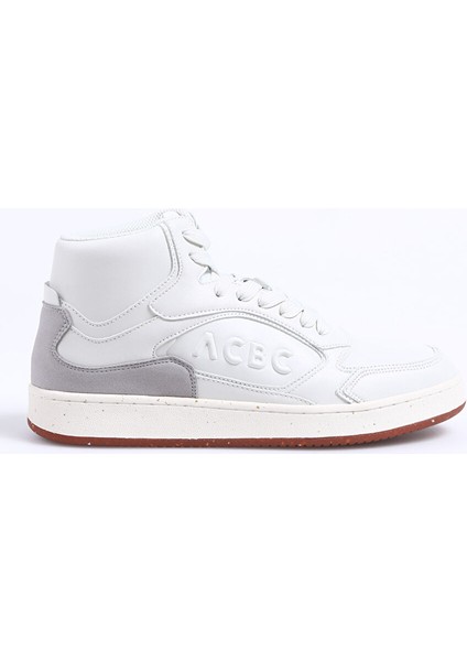 Beyaz-Gri Erkek Deri Sneaker Shacbbh