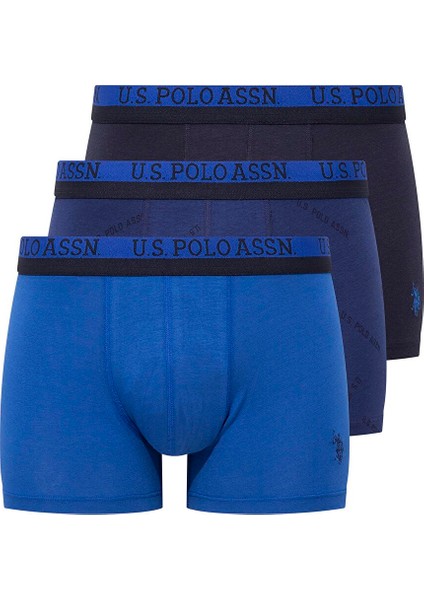 Erkek Baskılı-Lacivert-Saks 3 Lü Boxer