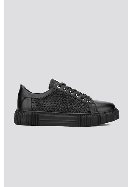 Agathe Erkek Siyah Hakiki Deri Sneakers & Spor Ayakkabı