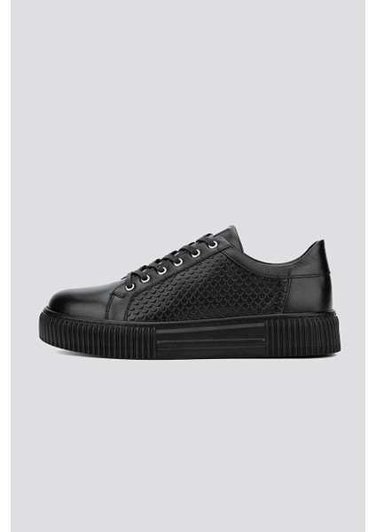 Agathe Erkek Siyah Hakiki Deri Sneakers & Spor Ayakkabı