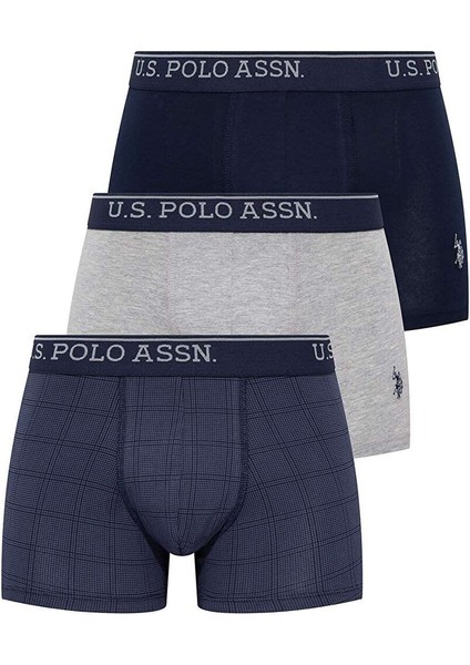 Erkek Lacivert - Gri Melanj - Indigo 3 Lü Boxer