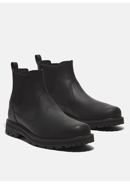 Siyah Erkek Deri Bot Brıtton Road Mıd Chelsea Boot
