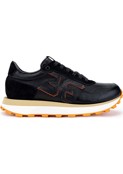 Siyah-Turuncu Erkek Deri Sneaker 510 FU0875B Erk Ayk Y24