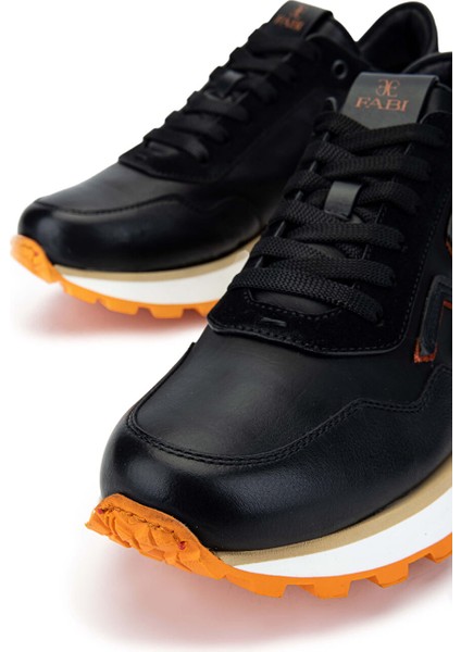 Siyah-Turuncu Erkek Deri Sneaker 510 FU0875B Erk Ayk Y24