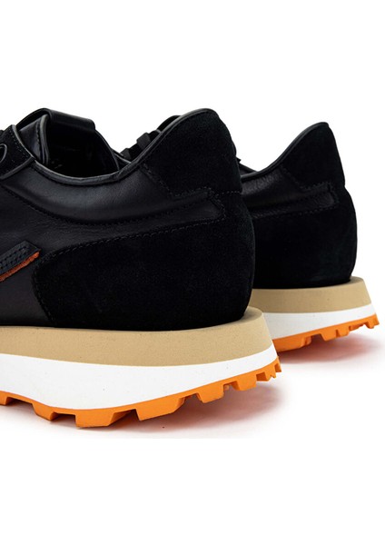 Siyah-Turuncu Erkek Deri Sneaker 510 FU0875B Erk Ayk Y24