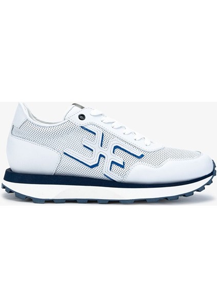Beyaz-Turuncu Erkek Deri - Kumaş Sneaker 510 FU0876B Erk Ayk Y24