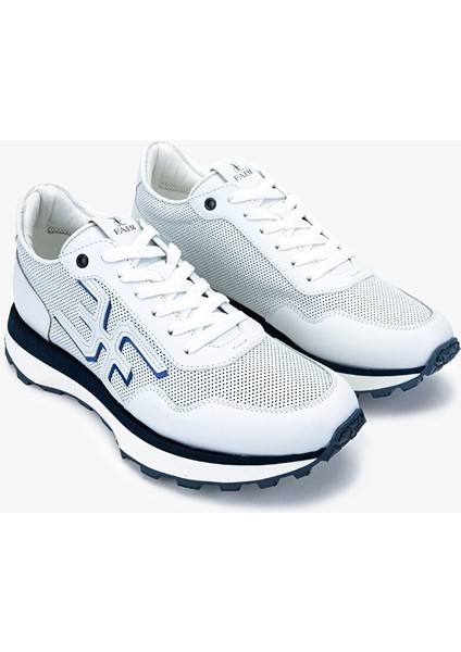 Beyaz-Turuncu Erkek Deri - Kumaş Sneaker 510 FU0876B Erk Ayk Y24