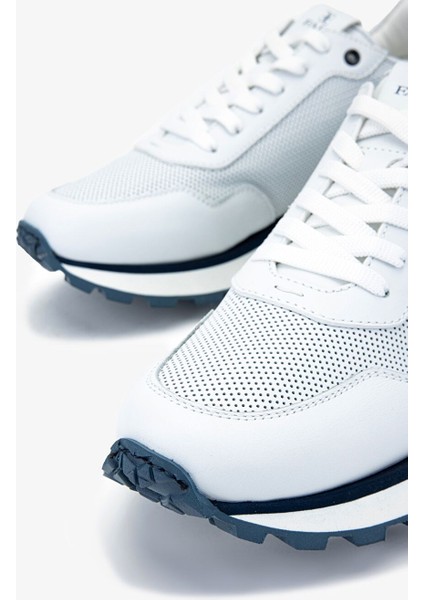 Beyaz-Turuncu Erkek Deri - Kumaş Sneaker 510 FU0876B Erk Ayk Y24