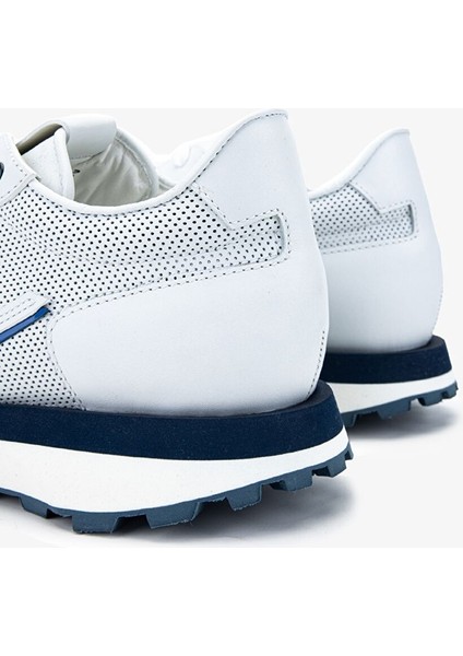 Beyaz-Turuncu Erkek Deri - Kumaş Sneaker 510 FU0876B Erk Ayk Y24